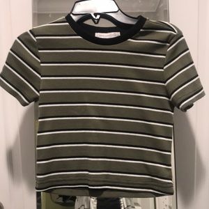 basic stripped cropped tee